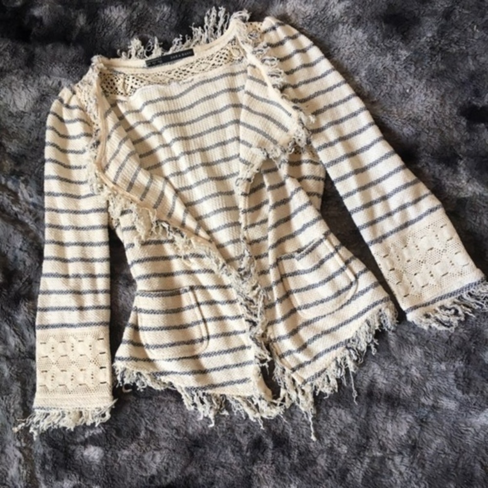 Zara Fringed Knit Blazer